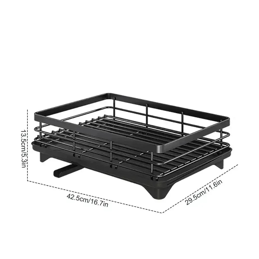 Adjustable Dish Rack & Drainboard Set | Countertop Cutlery Storage Holder
