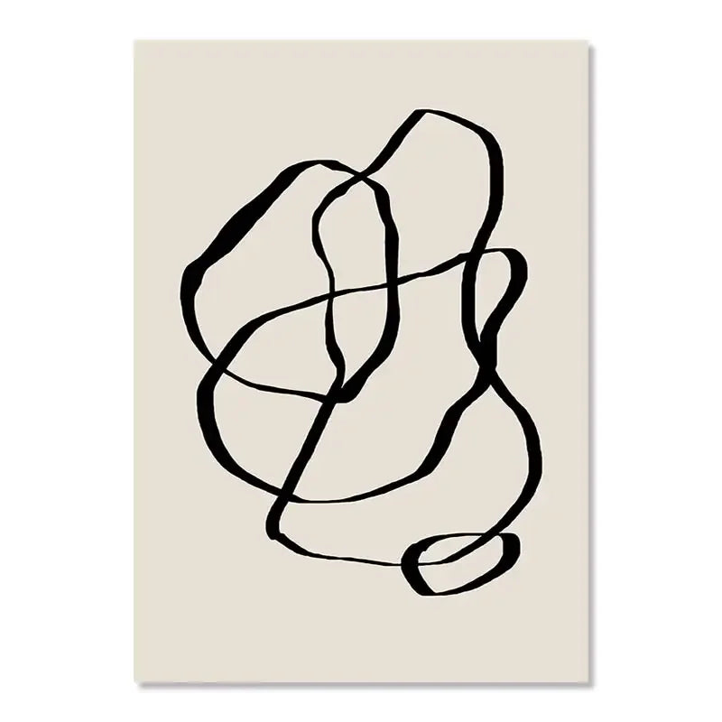 Nordic Black Beige Geometric Wall Art Print | Abstract Boho Canvas Painting