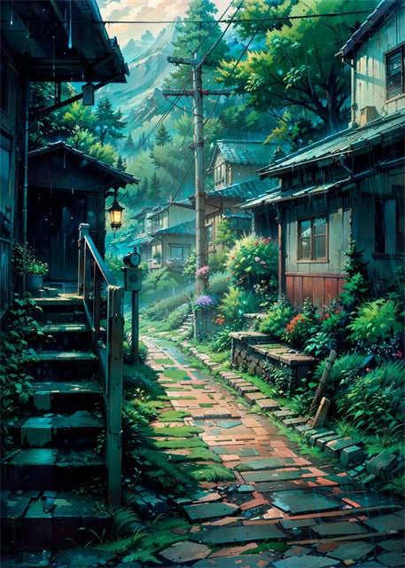 Modern Wall Art Prints | Japanese Street Scenery & Cherry Blossom Canvas