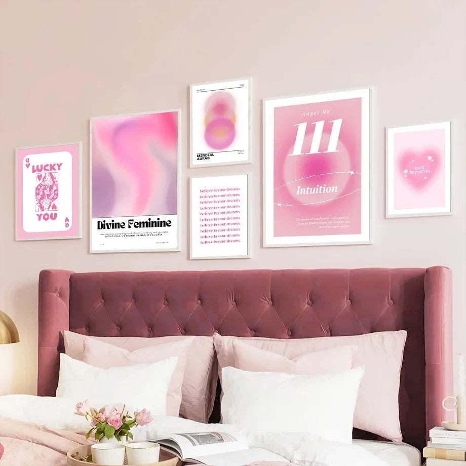 Pink Angel Number & Flower Market Canvas Print | Gallery Wall Art