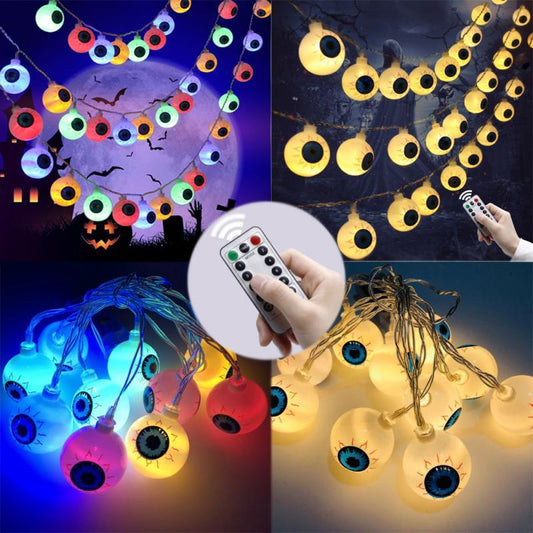 Halloween LED Eyeball String Lights | 10Pcs Ghost Eye Party Decorations