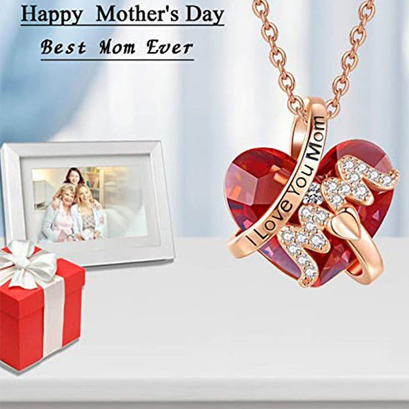 Red Crystal Heart Necklace | Luxury Mother’s Day & Thanksgiving Gift