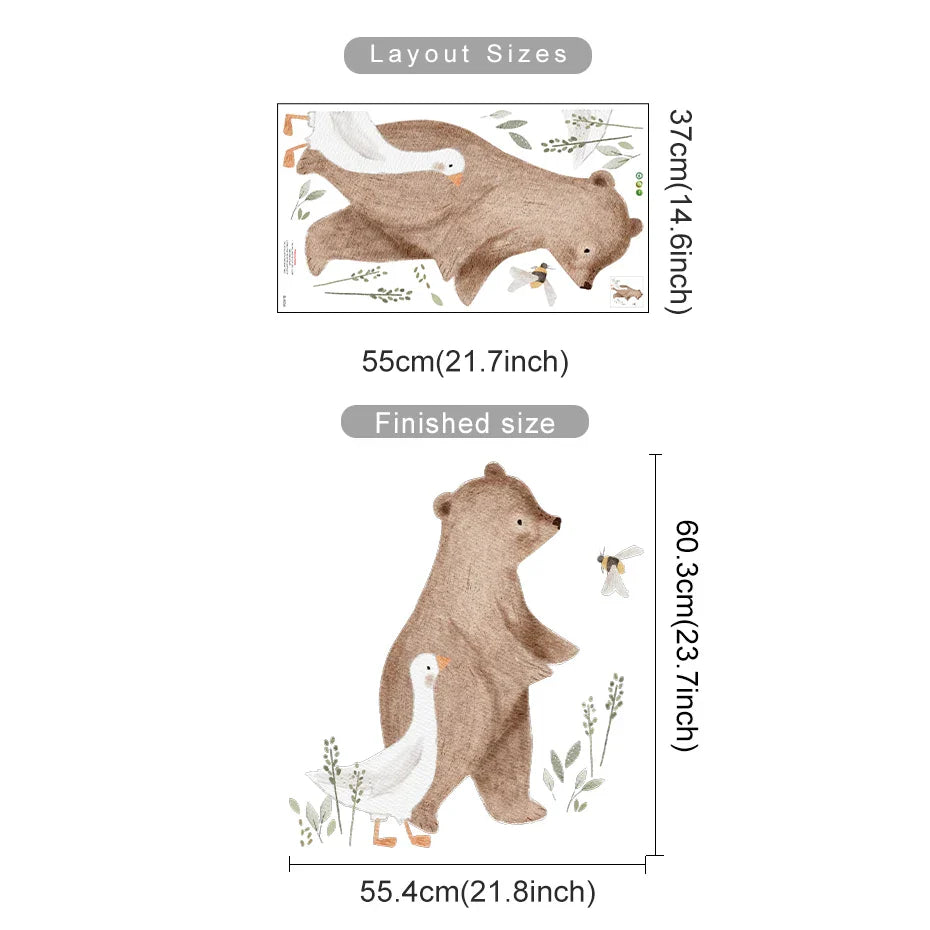 Cartoon Hot Air Balloon Wall Stickers | Animals, Bear & Rabbits Decals for Nursery