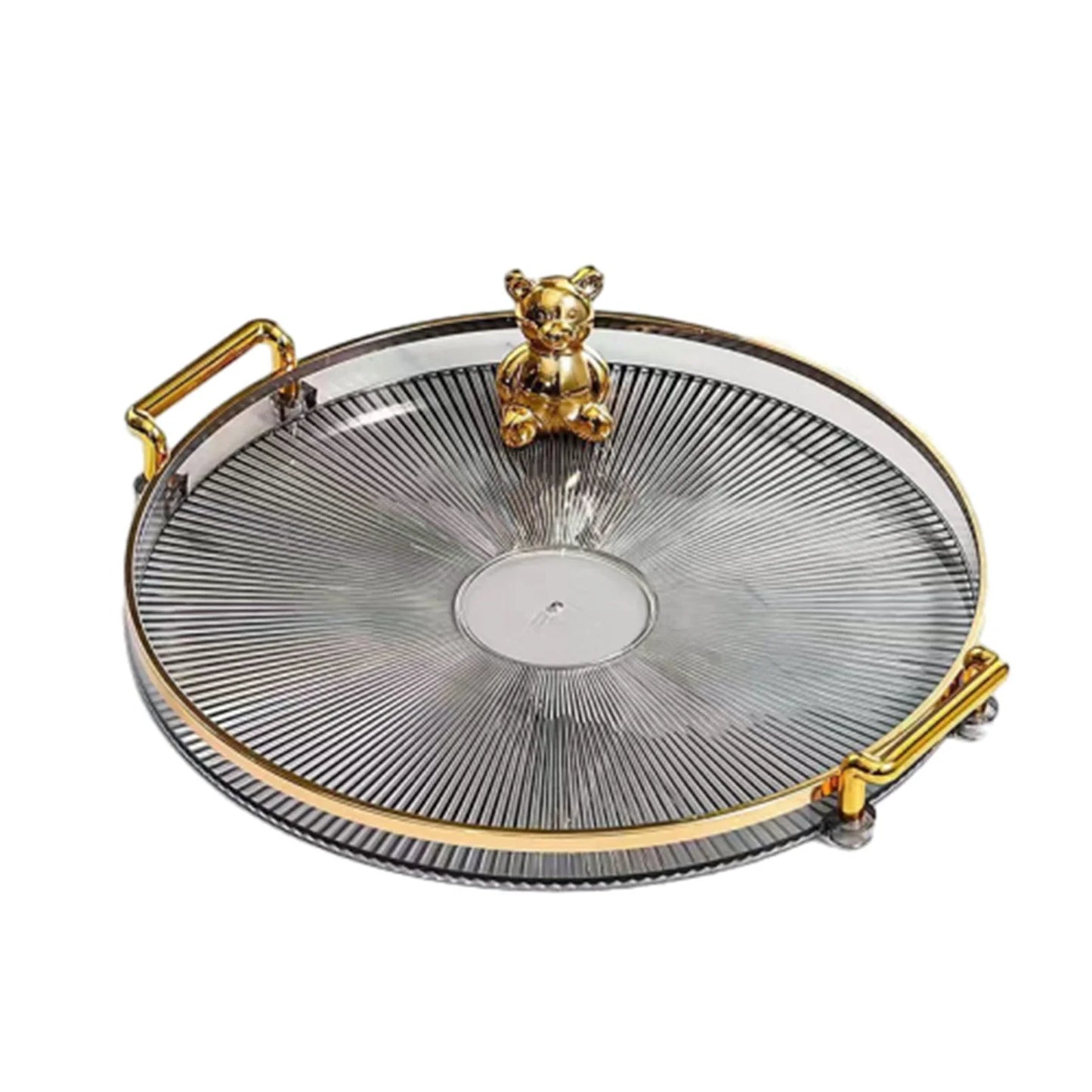 Modern Round Decorative Serving Tray | Plastic Organizer for Kitchen & Party