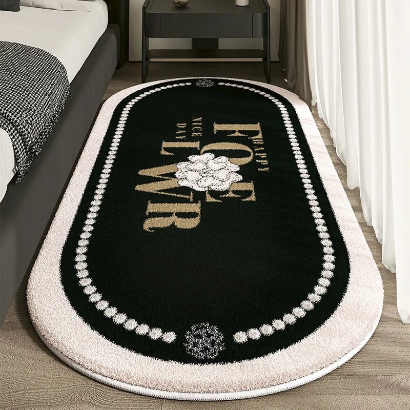 Dirt-Resistant French Small Fragrance Bed Rug | Non-Slip Oval Area Mat
