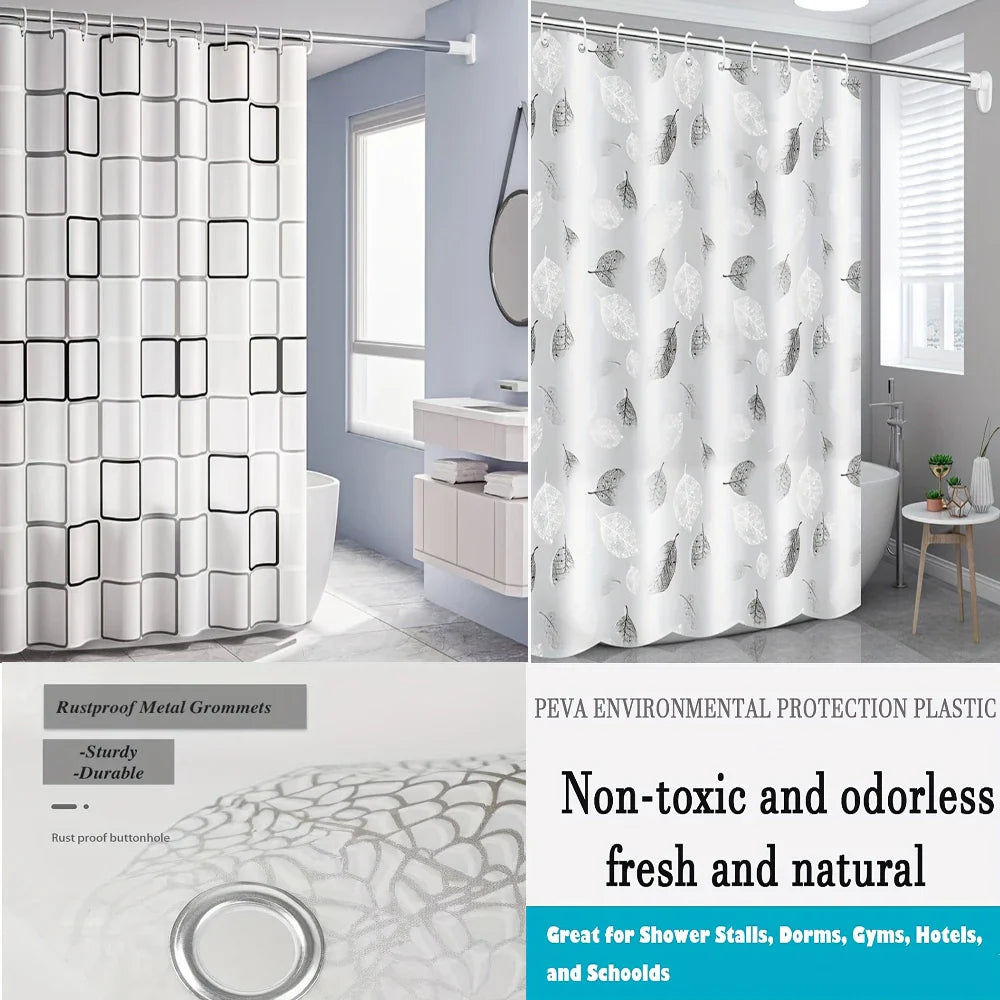 Durable Waterproof PEVA Bathroom Screen | White/Black/Clear Curtain