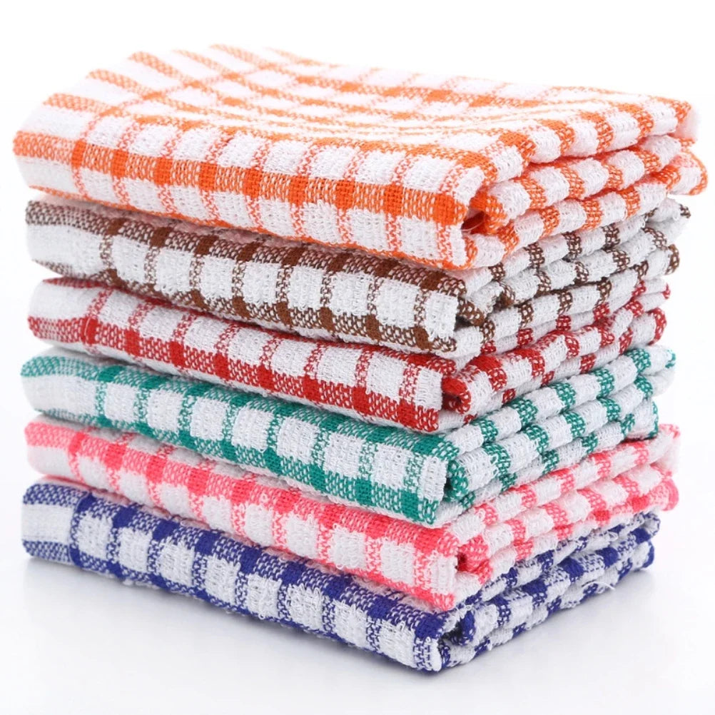 Lint-Free Cotton Cleaning Towels (6PCS) | Absorbent Restaurant Dish Cloths