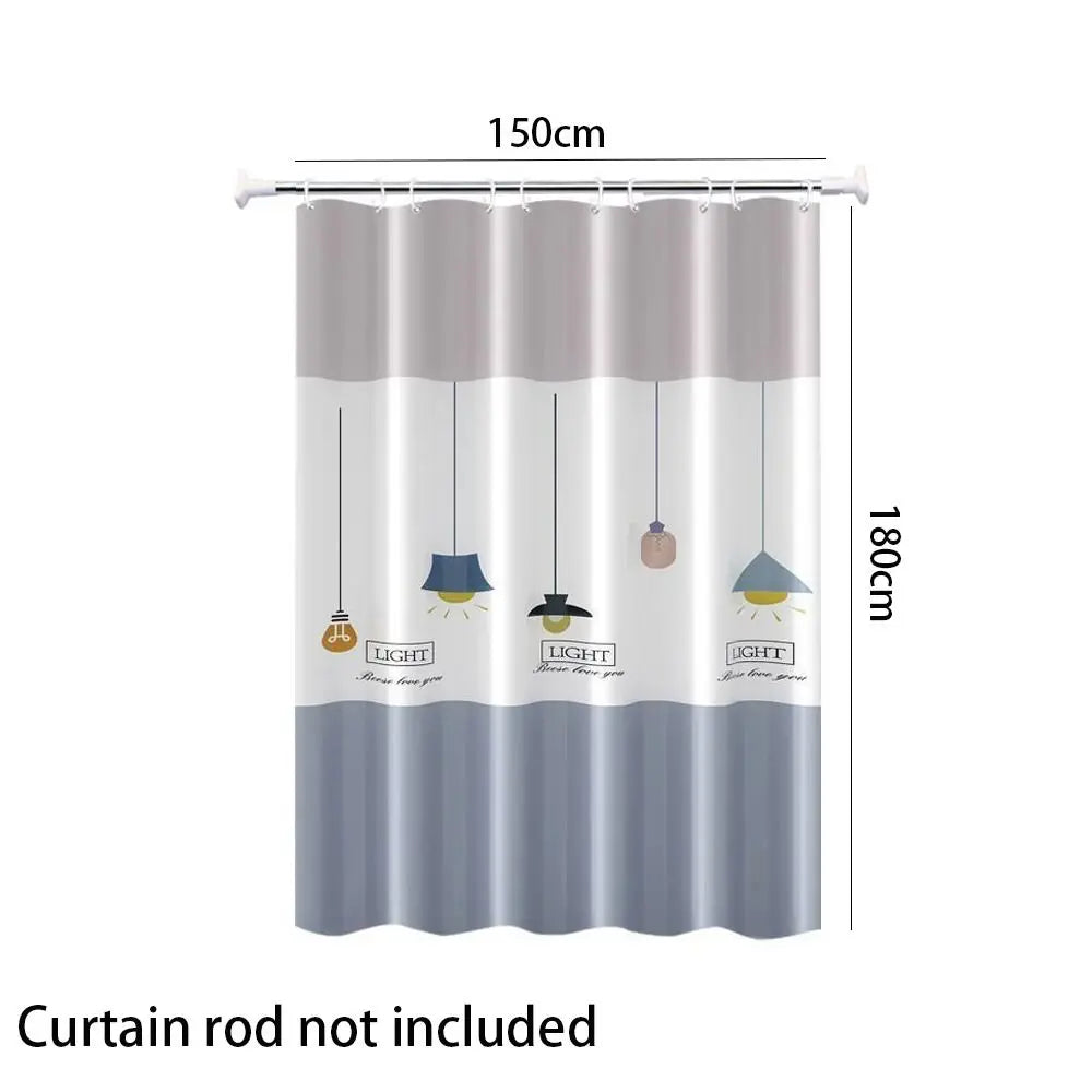 High Quality Mildew Proof Shower Curtain | Thickened Printed PEVA with Hooks