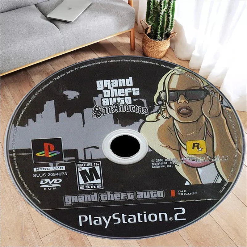 Cute Round CD Flannel Rug | Sofa Table Bedroom Floor Mat Home Decor