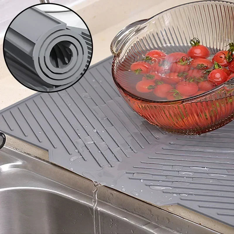 Multipurpose Silicone Drain Mat | Bar Sink & Kitchen Utensil Drying Pad