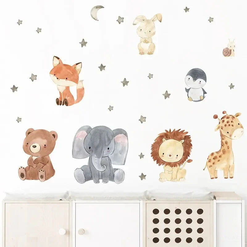 Cute Bear & Fox Africa Animal Wall Stickers | Nursery & Kids Room Home Decor