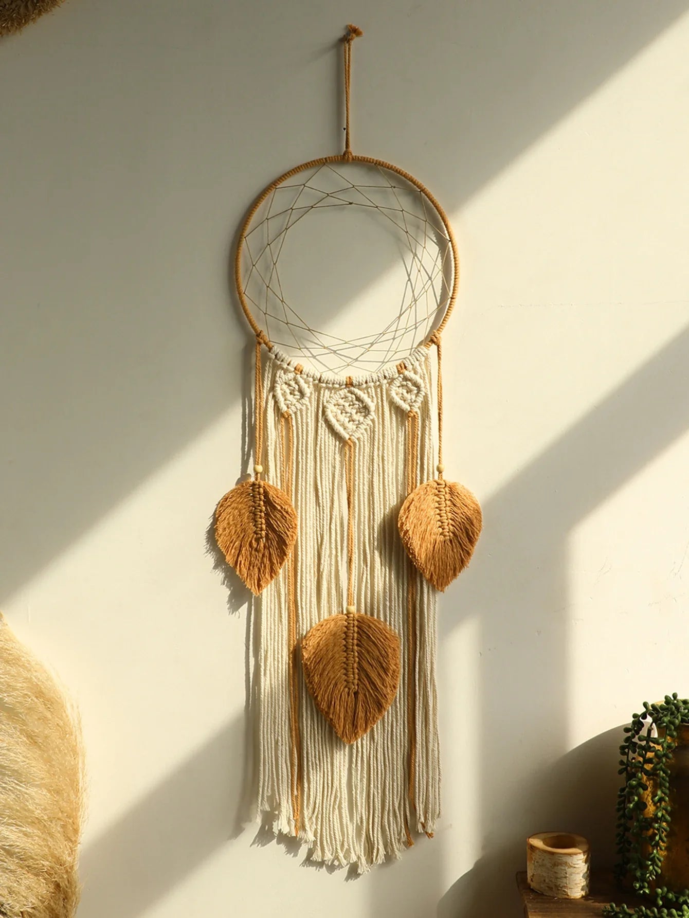 Nordic Boho Macrame Tapestry Ornament | Leaf Wall Hanging Home Decoration