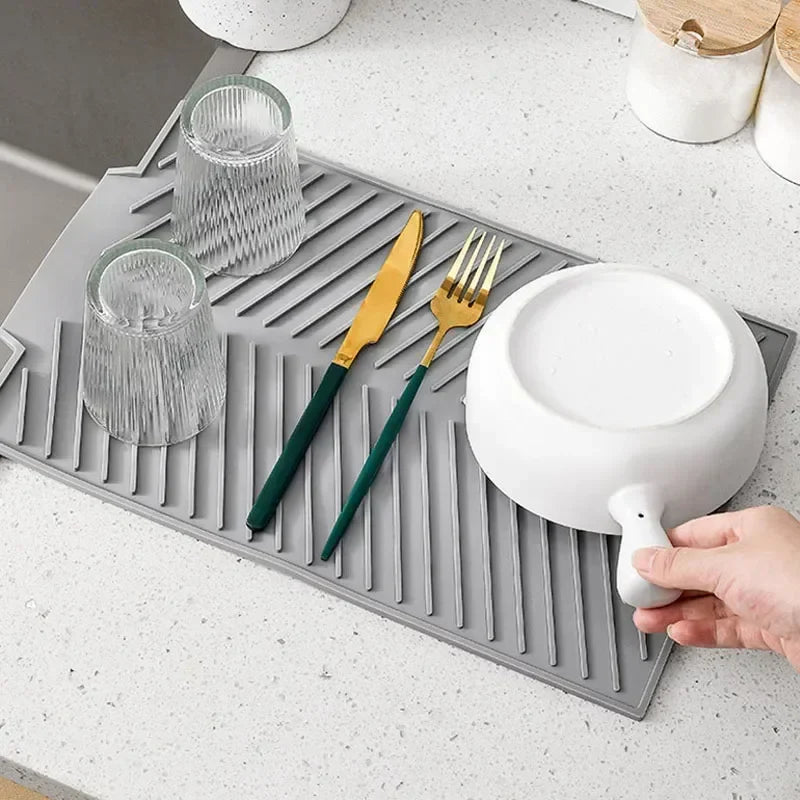 Multipurpose Silicone Drain Mat | Bar Sink & Kitchen Utensil Drying Pad