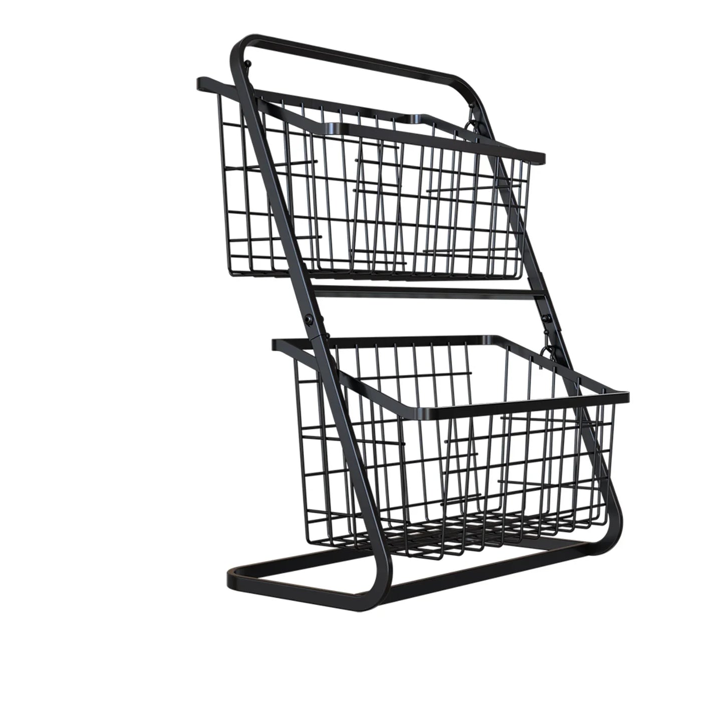 Household Black Multi-Tier Vegetable & Fruit Storage Basket | Floor Rack