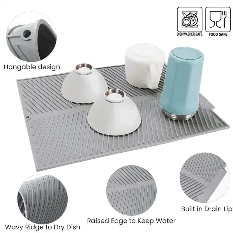 Multipurpose Silicone Drain Mat | Bar Sink & Kitchen Utensil Drying Pad