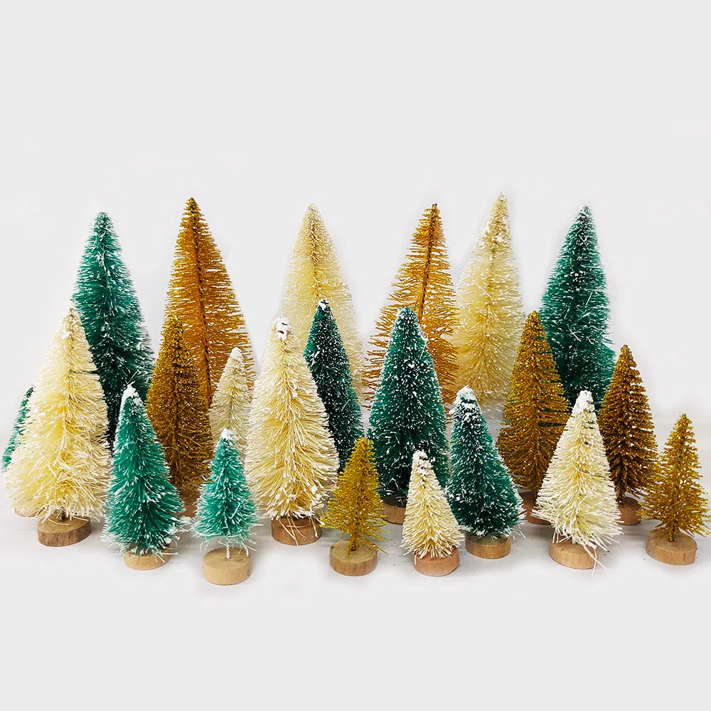 Tabletop Mini Christmas Tree Decoration Set | Small Sisal Pine Ornament