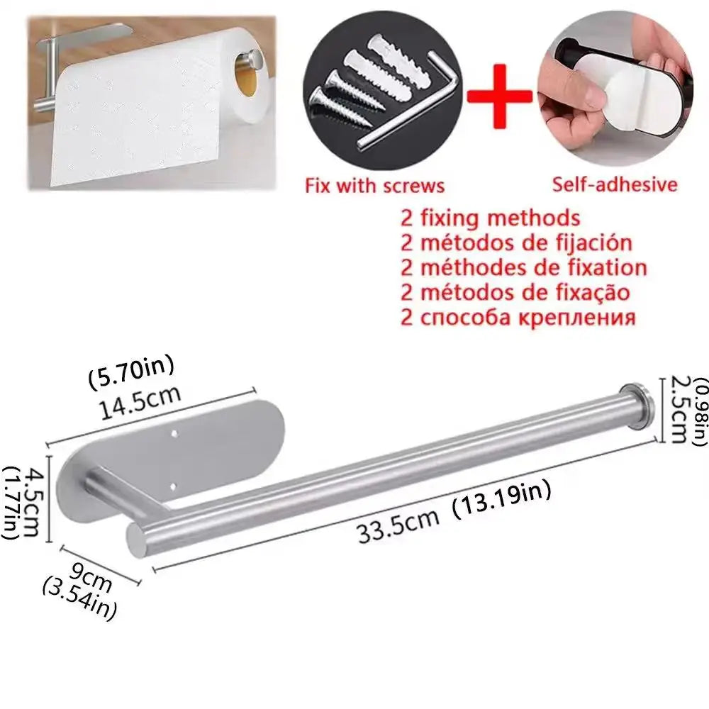 Kitchen & Bathroom Adhesive Paper Towel Hanger | Toilet Roll Dispenser