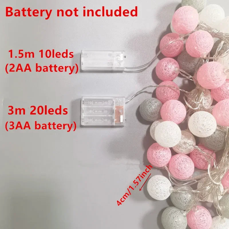 Decorative Cotton Ball Garland Lights | Christmas, Wedding & Patio Street Lights