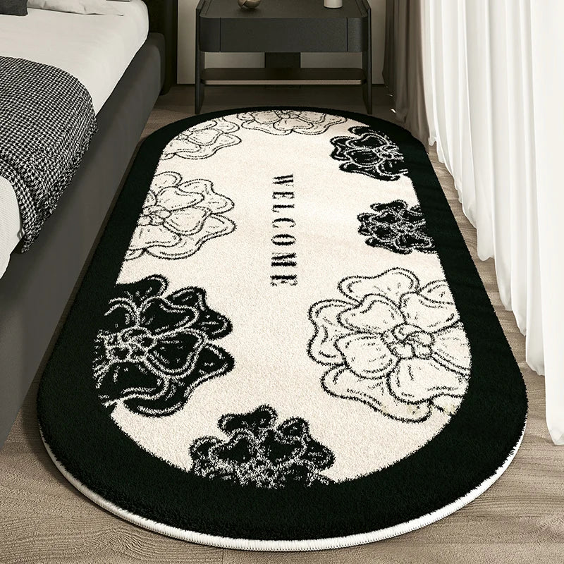 Dirt-Resistant French Small Fragrance Bed Rug | Non-Slip Oval Area Mat