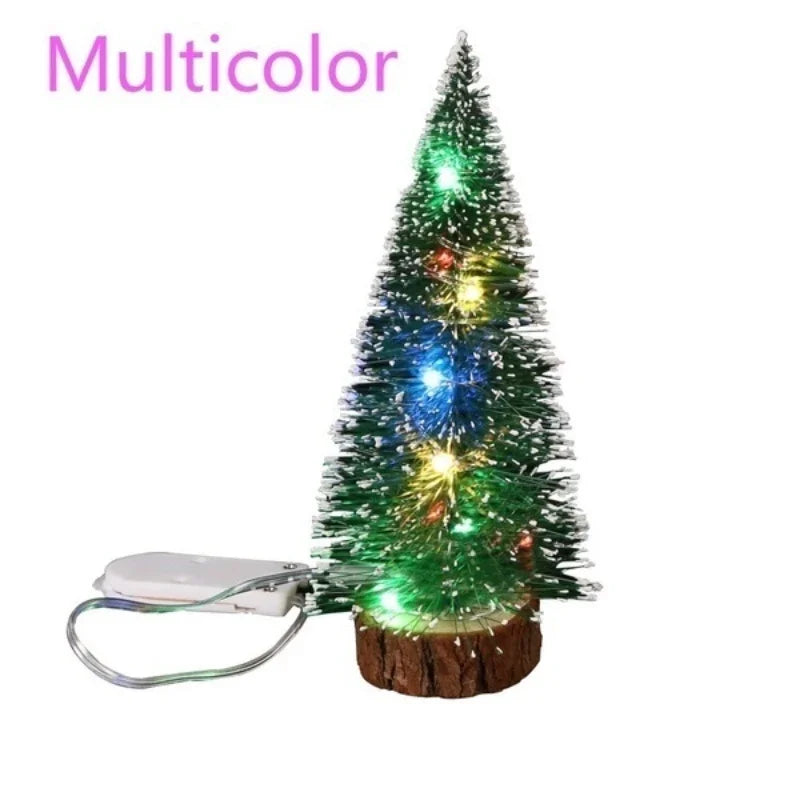 Small Artificial LED Christmas Tree | Miniature Tabletop Snow Festival Decor