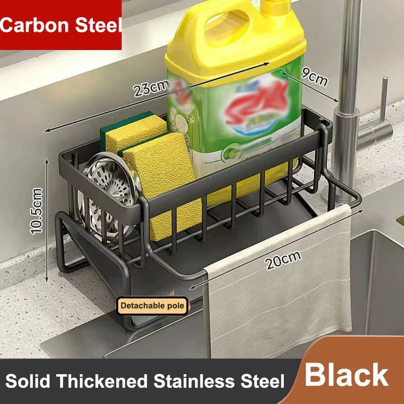 Plastic Sink Shelf Caddy | Dishcloth Towel Rack & Filter Basket