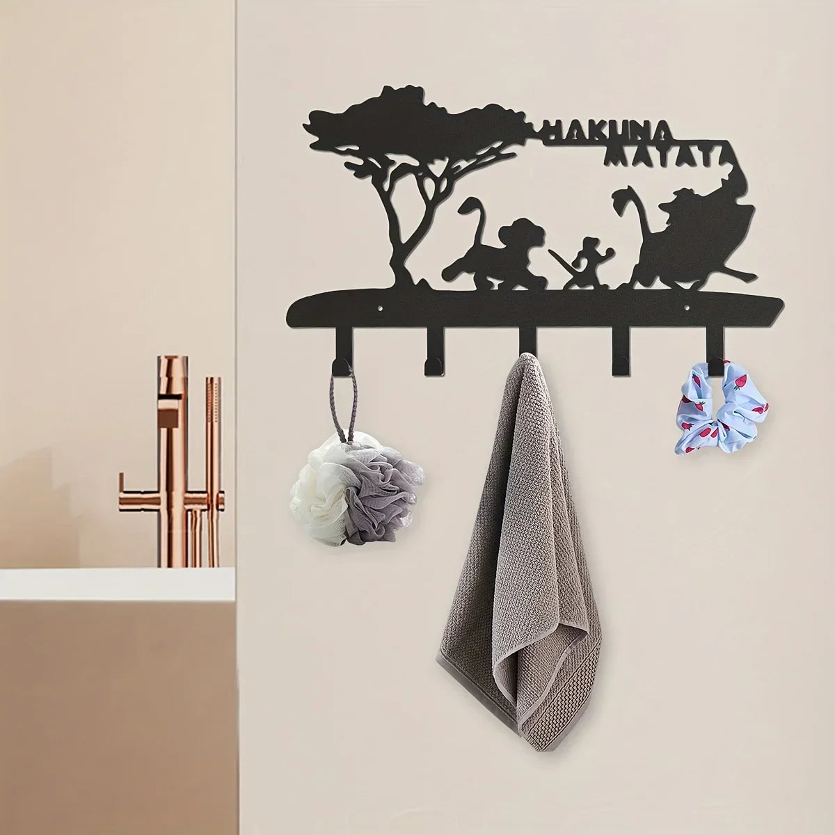 Key Holder Wall Mounted with 5 Hooks | Black Metal Key Organizer Hanger