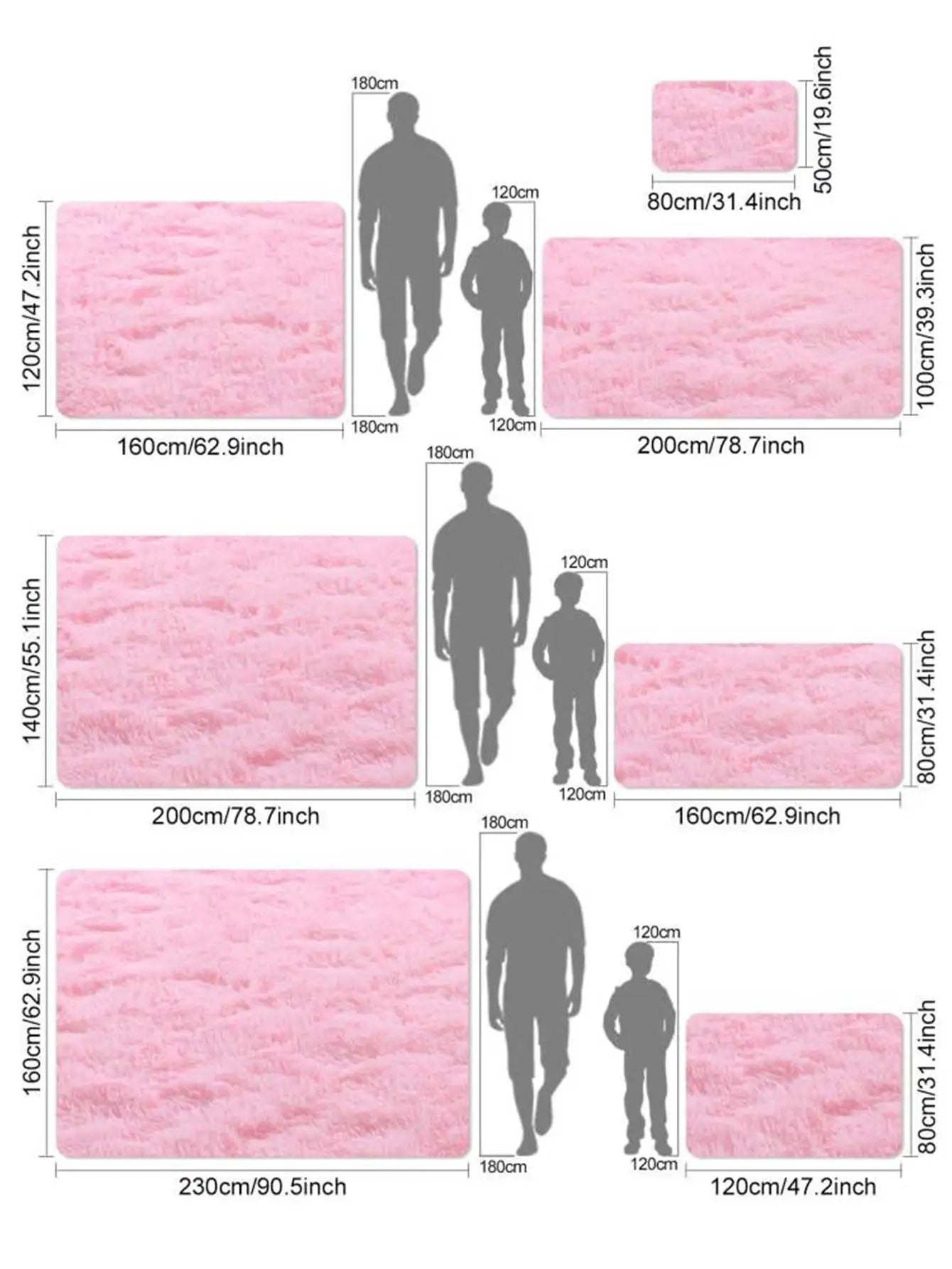 Soft Pink Kids Bedroom Rug | Cute Girls Floor Mat & White Fluffy Bedside Carpet