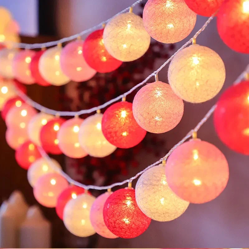 Decorative Cotton Ball Garland Lights | Christmas, Wedding & Patio Street Lights