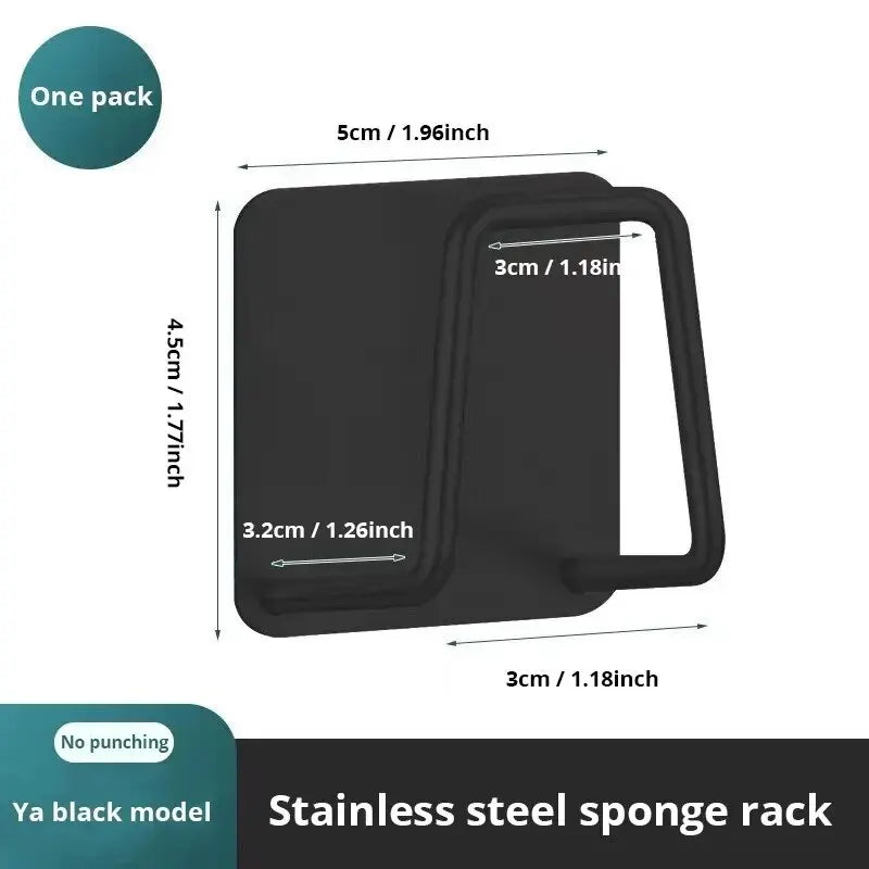 Stainless Steel Sink Sponge Rack | Adhesive Inner Wall Kitchen Draining Caddy