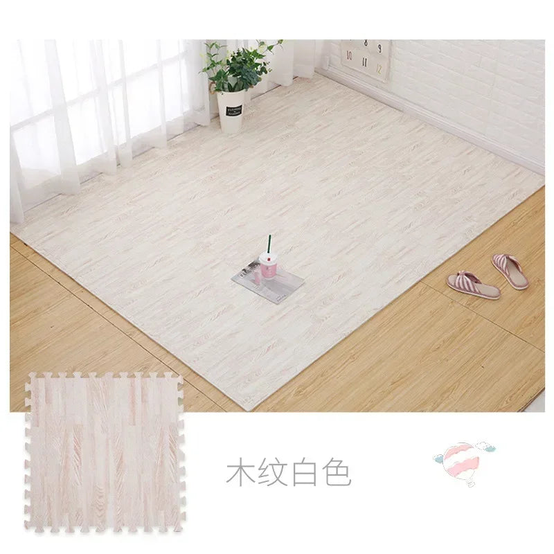 Thickened Wood Look Baby Floor Mat | Non-Slip Foam Crawling Pad Set