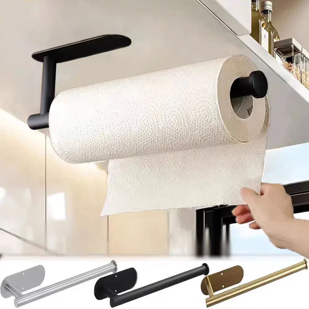 Kitchen & Bathroom Adhesive Paper Towel Hanger | Toilet Roll Dispenser