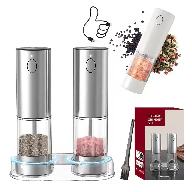USB Rechargeable Automatic Salt & Pepper Grinder | Adjustable Coarseness
