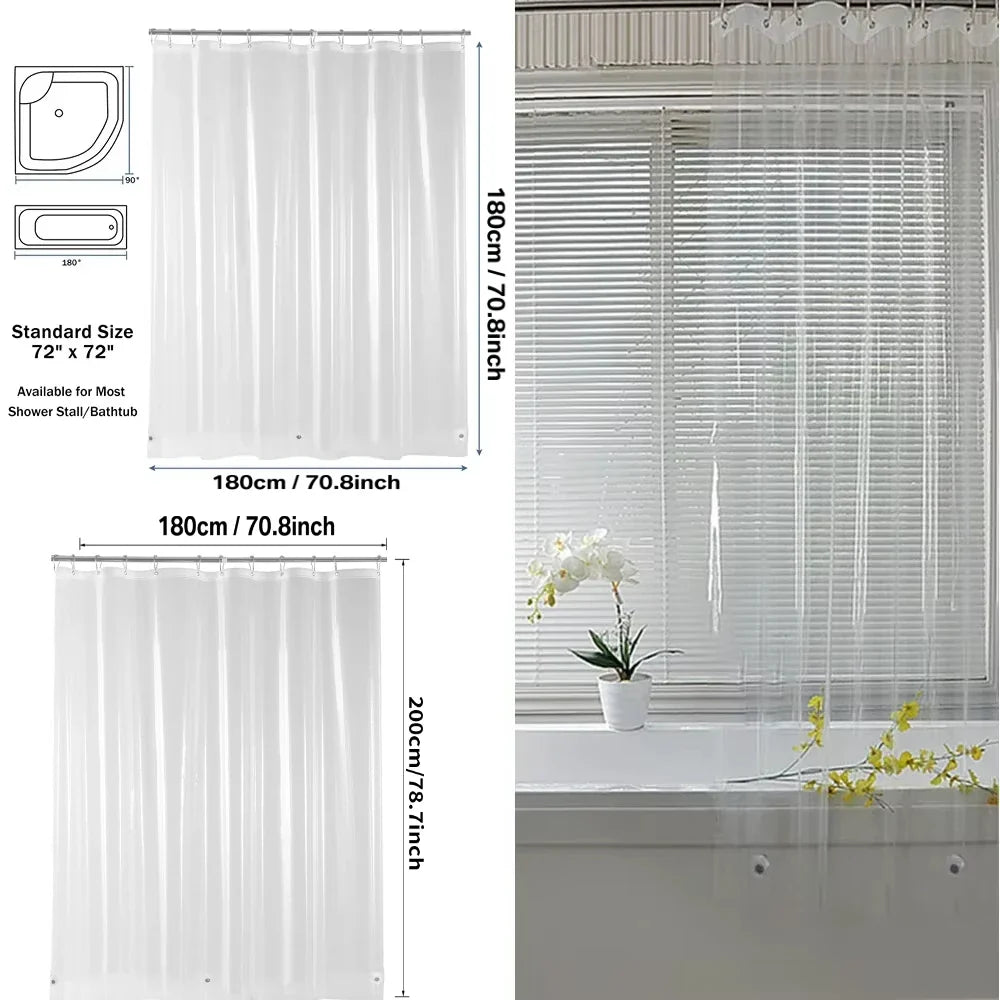 Durable Waterproof PEVA Bathroom Screen | White/Black/Clear Curtain