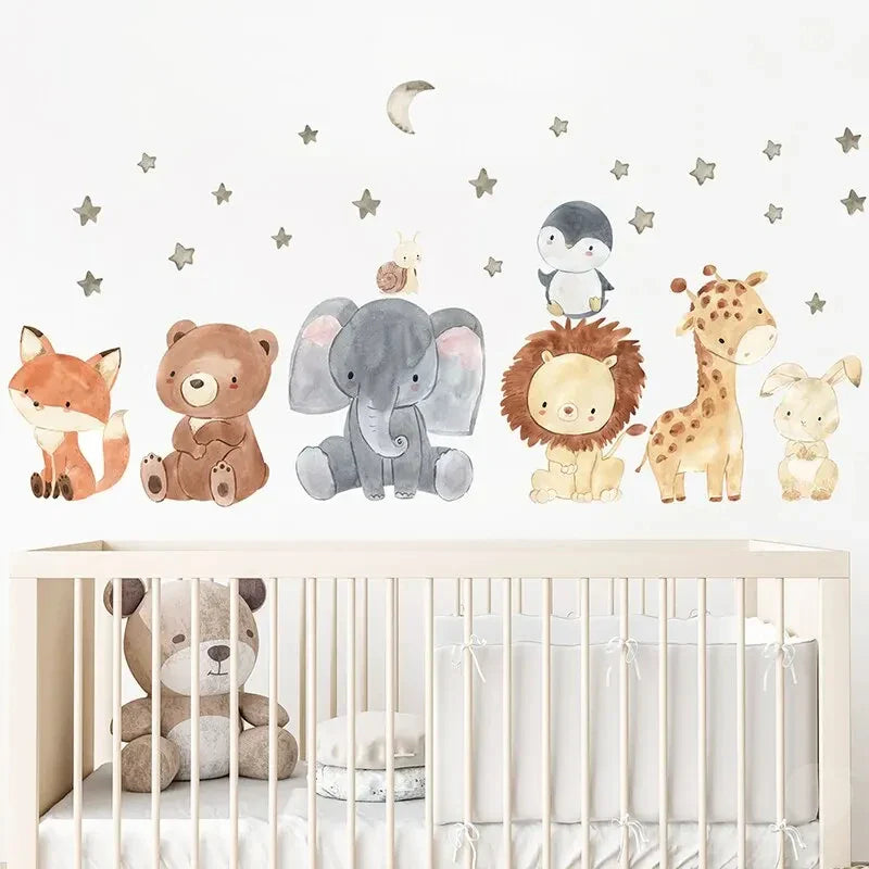 Cute Bear & Fox Africa Animal Wall Stickers | Nursery & Kids Room Home Decor