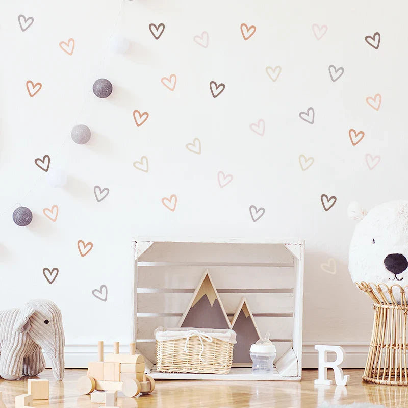 Trendy 36pc Heart Shape Wall Stickers | Boho Decor for Living Room & Kids Room