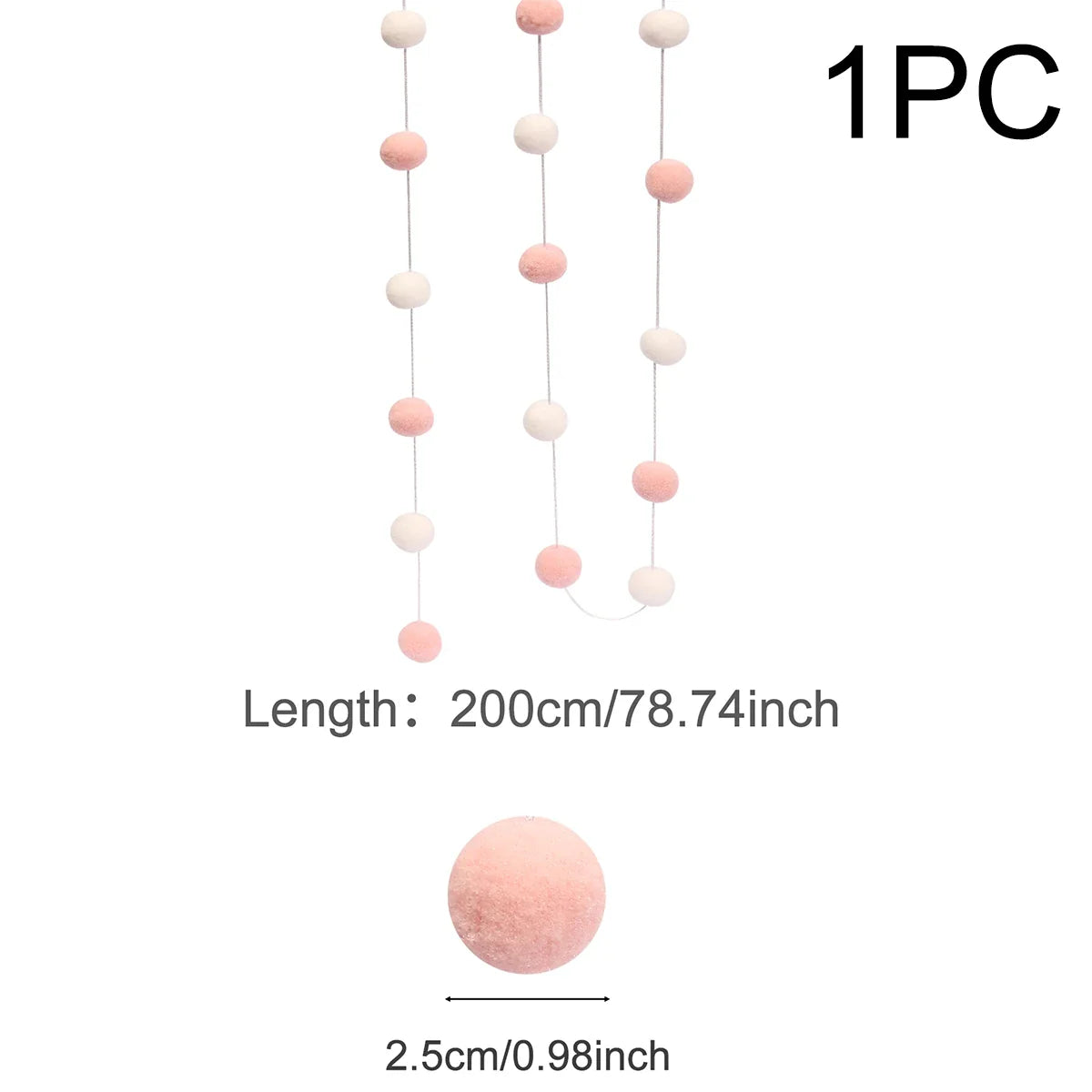 Felt Ball String Ornaments | 2M Pompom Garland for Wall & Nursery Decor