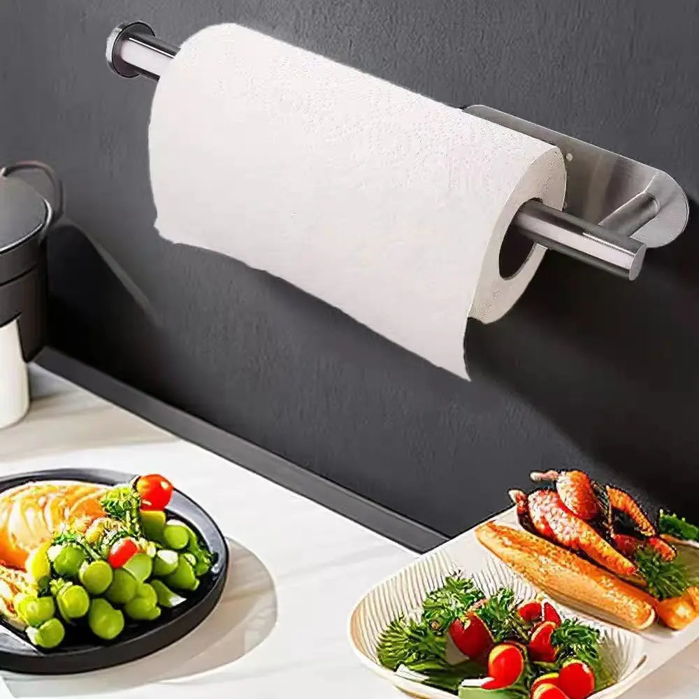 Kitchen & Bathroom Adhesive Paper Towel Hanger | Toilet Roll Dispenser