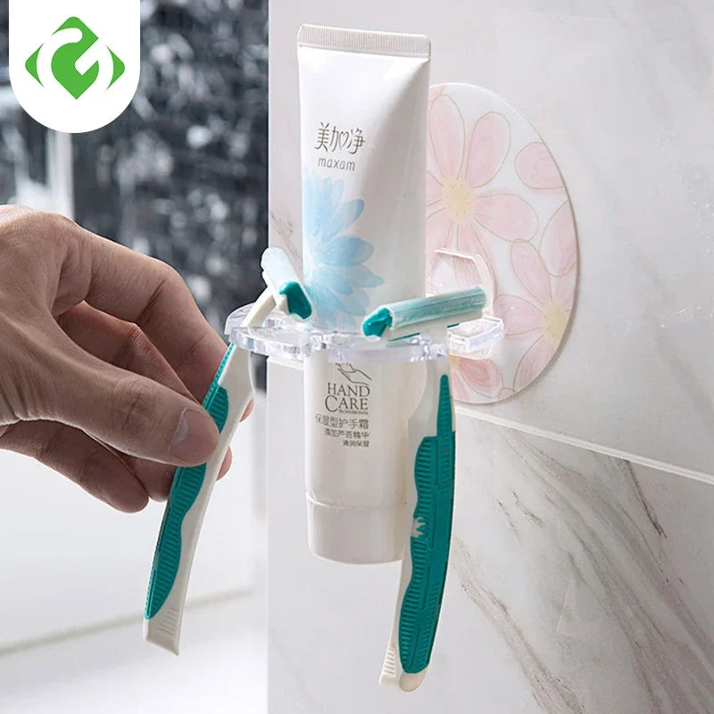 Plastic Toothbrush & Toothpaste Holder | Shaver Storage Rack Dispenser