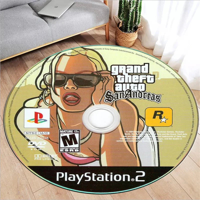 Cute Round CD Flannel Rug | Sofa Table Bedroom Floor Mat Home Decor