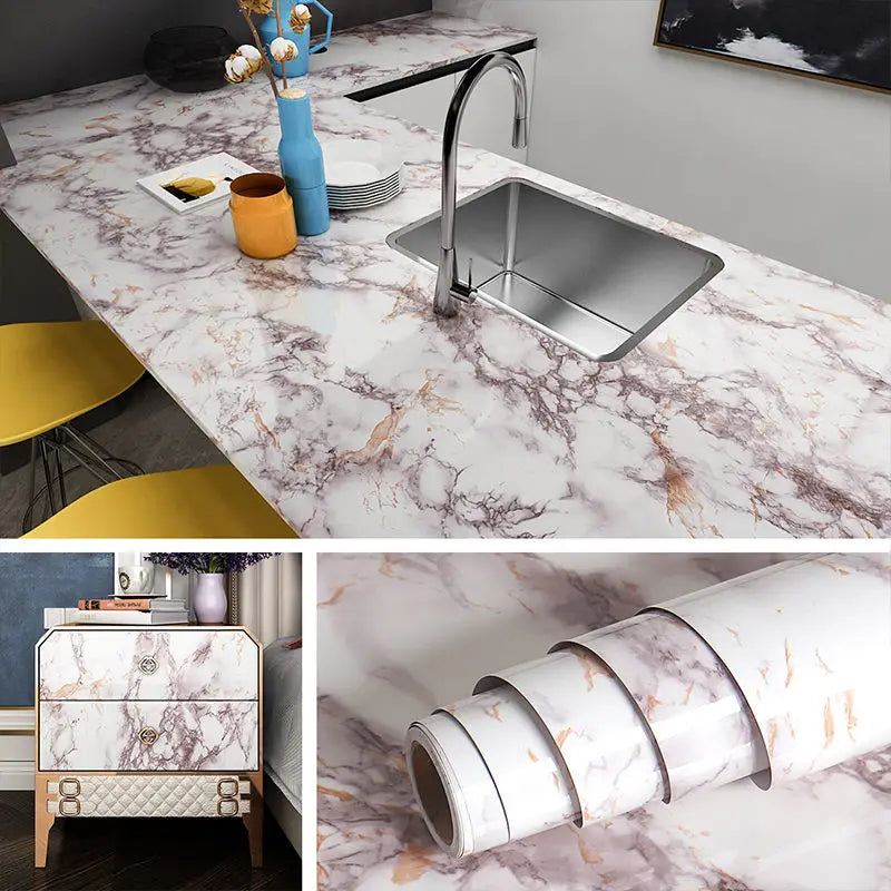Marble Self-Adhesive Vinyl Film | Waterproof PVC Countertop Wallpaper