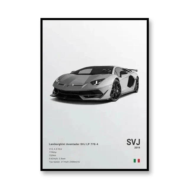 Famous Brand Cars Decorative Mural | SVJ GT3RS 918 M5CS Canvas Poster Gift