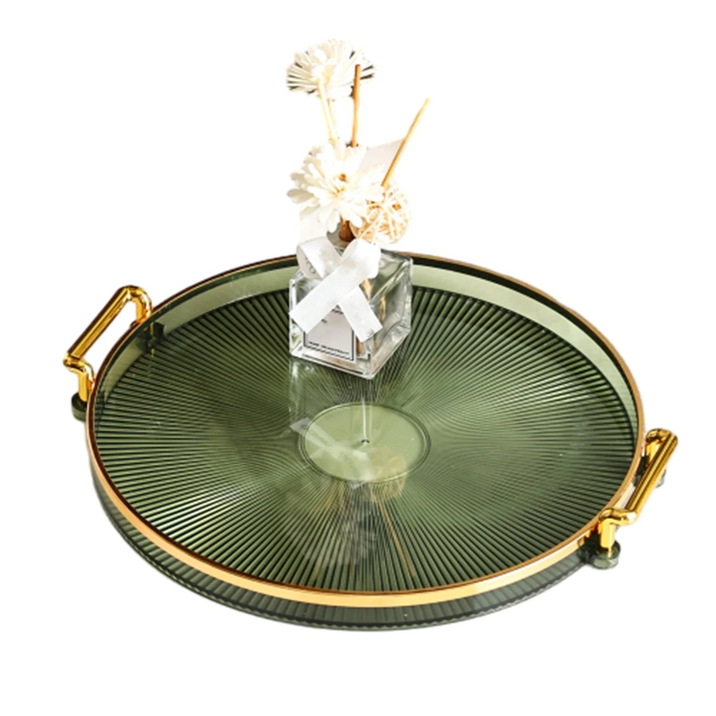 Modern Round Decorative Serving Tray | Plastic Organizer for Kitchen & Party