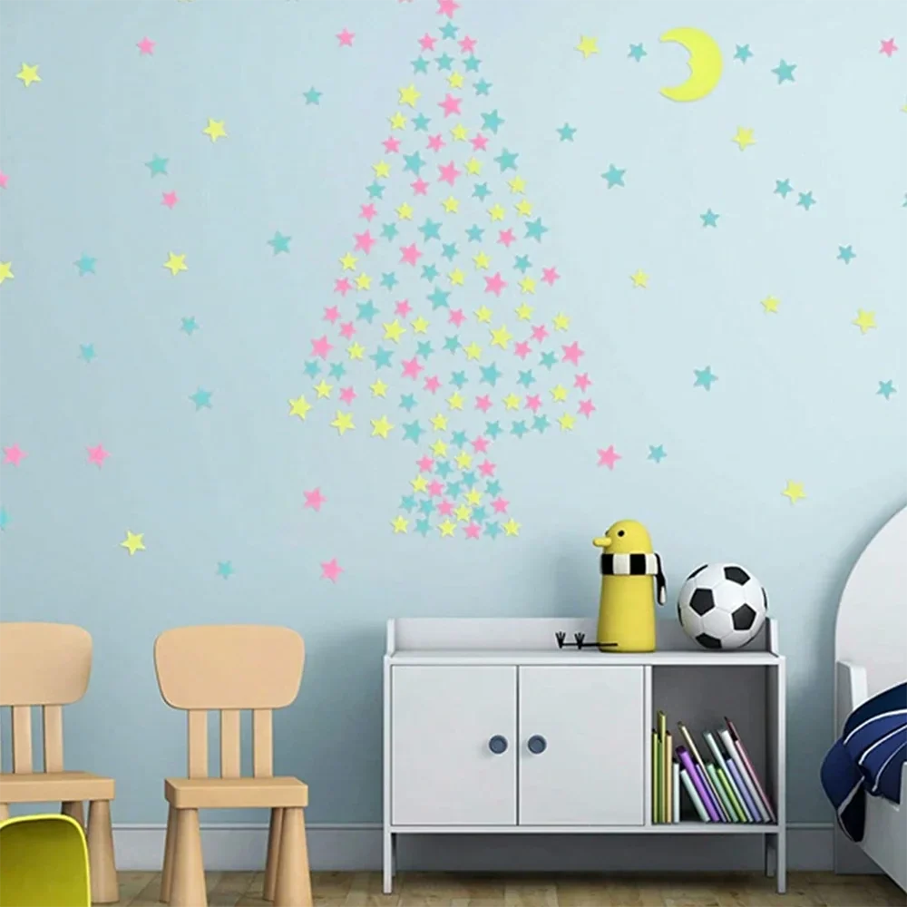 Glow Star Home Decor | 3D Stars & Moon Luminous Wall Stickers for Baby Room