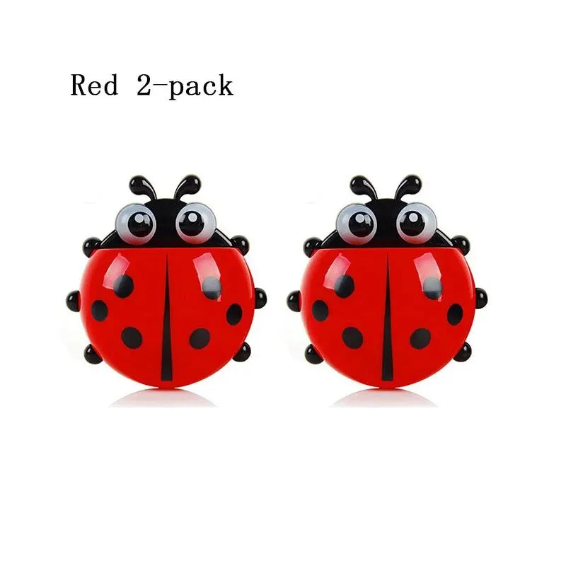 Creative Ladybug Toothbrush Storage Rack | Kids Bathroom Suction Shelf
