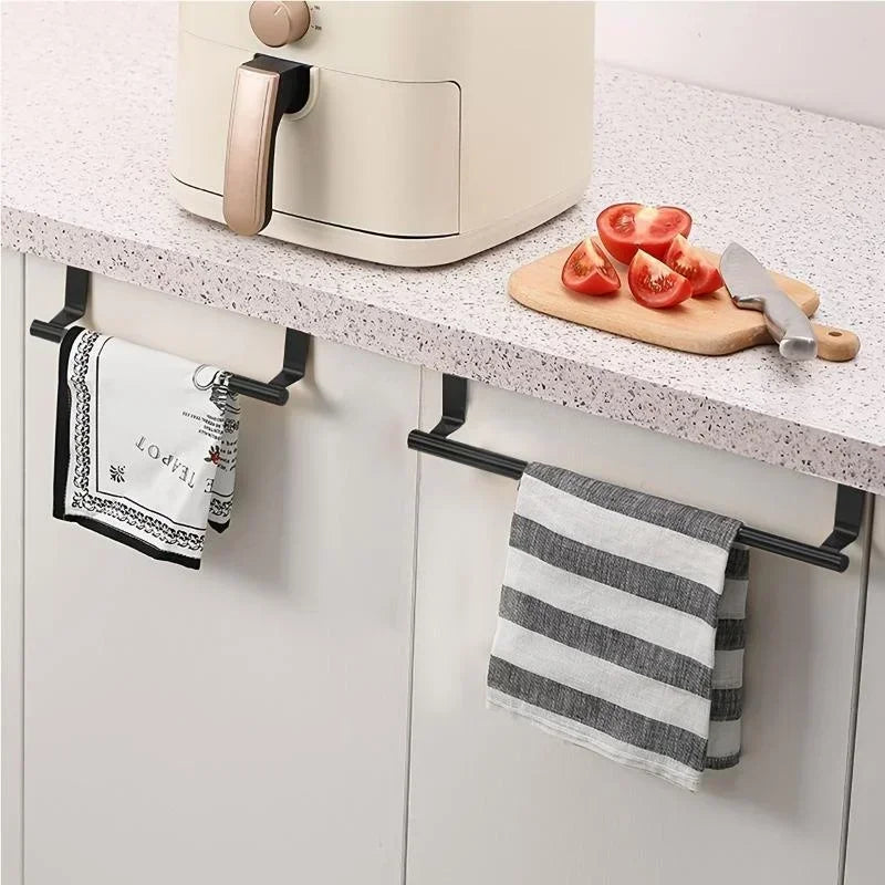 Space-Saving Metal Towel Hanger | Cabinet Door/Bathroom Storage Rack