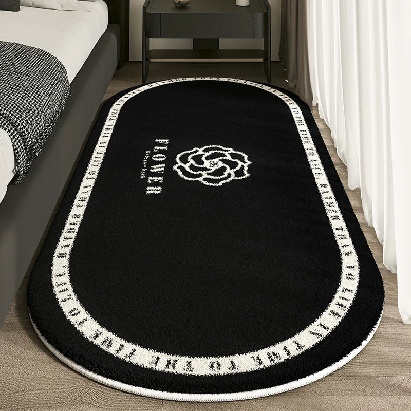 Dirt-Resistant French Small Fragrance Bed Rug | Non-Slip Oval Area Mat