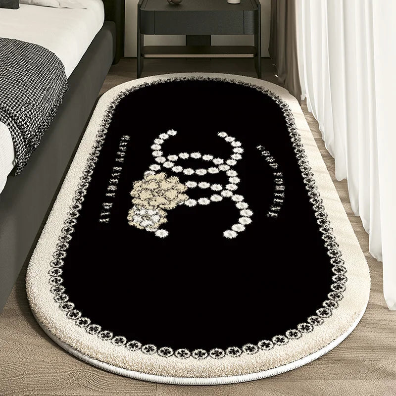 Dirt-Resistant French Small Fragrance Bed Rug | Non-Slip Oval Area Mat