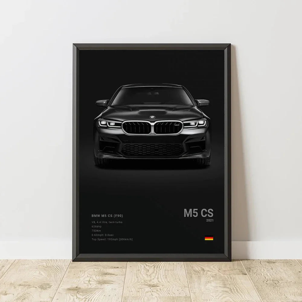Modern Supercar Poster Set | Unframed Canvas Wall Art Print Birthday Gift