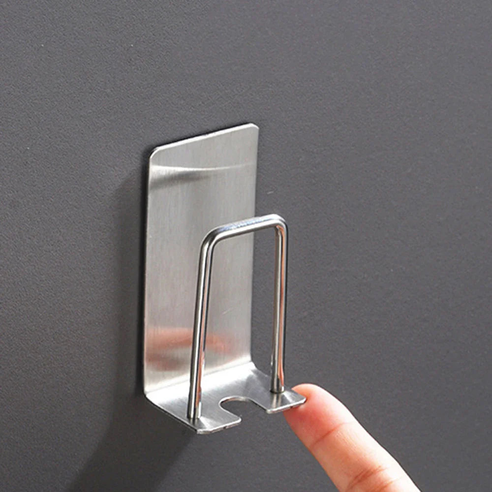 Punch-Free Stainless Steel Toothbrush Holder Hook | Kitchen & Bathroom Organizer