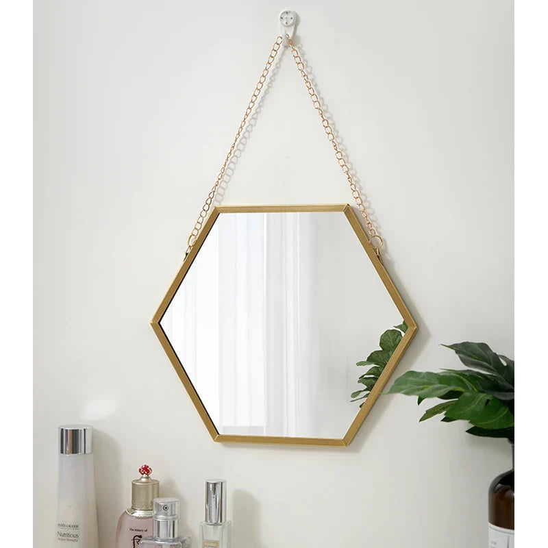 Hexagon Decorative Wall Mirror | Modern Makeup & Bathroom Cosmetic Mirror
